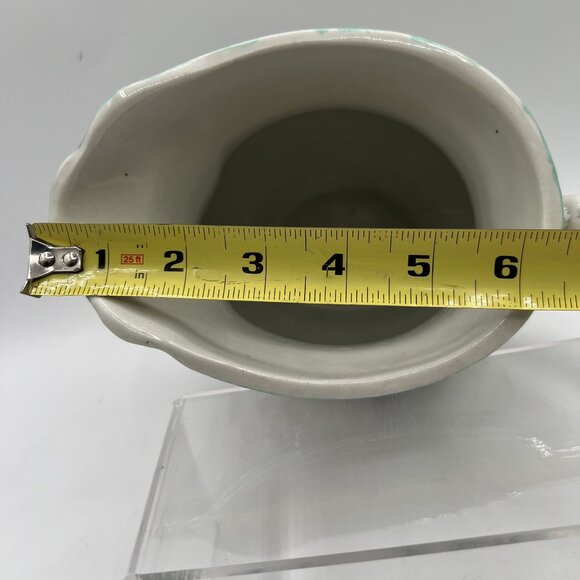 Antique Hand Painted Floral Porcelain Pitcher Handle Scalloped Rim Butterflies - Picture 7 of 10